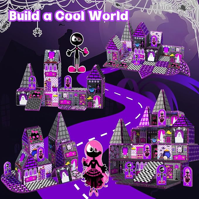 Magnetic Tiles 52PCS, Magnetic Building Blocks STEM Montessori Toys, Preschool Classroom Must Haves, Toddler Sensory Educational Toys for Kids Ages 3-12, Christmas Birthday Gift for Boys Girls(PURPLE)