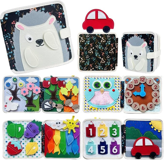 Busy Book for Toddlers 1-3 Years Old - Montessori Busy Board Toy, Suitable for 1-Year-Old Boys and Girls, Quiet Activity Book, Travel Toy, Sensory Cloth Book for 1-Year-Olds