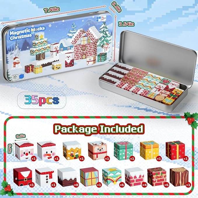 Magnetic Building Blocks for Kids 3-8, STEM Travel Toys with Storage Box | Montessori Educational Toys, Free Play & Easy Storage, Creativity & Imagination, Birthday & Christmas, Gifts