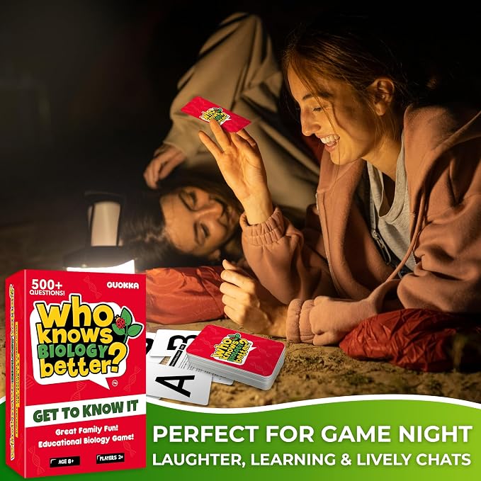 Quokka Card Games for Kids 8-12 - Board Family Games for Kids and Adults | Biology Trivia Cards for Family Game Night - Who Knows Biology Better 500+ Questions - Fun Card Game for Families and Teen