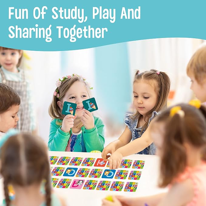 SpriteGru Memory Alphabet Matching Game(26 Pairs of 52 Pieces), Capital Letter Matching Game Cards Educational Toy for Toddlers