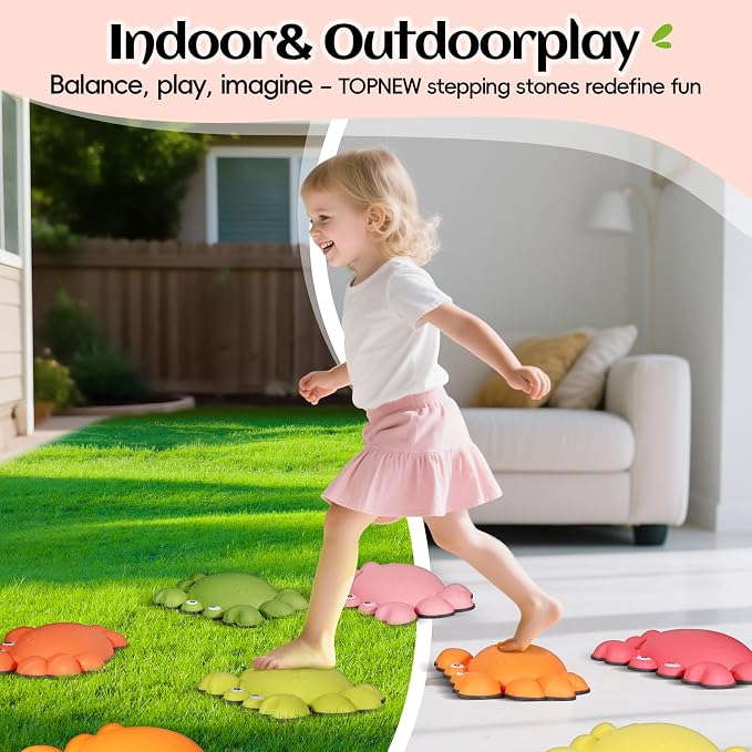 TOPNEW Stepping Stones for Kids, Non-Slip Balance Stepping Stones for Promoting Children's Coordination Skills, Toddler Stepping Stones Obstacle Course for Kids Age 3 4 5 6 7+