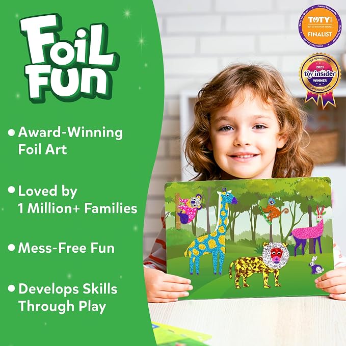 Skillmatics Foil Fun & Fun with Foam Animals Theme Bundle, Art & Craft Kits, DIY Activities for Kids