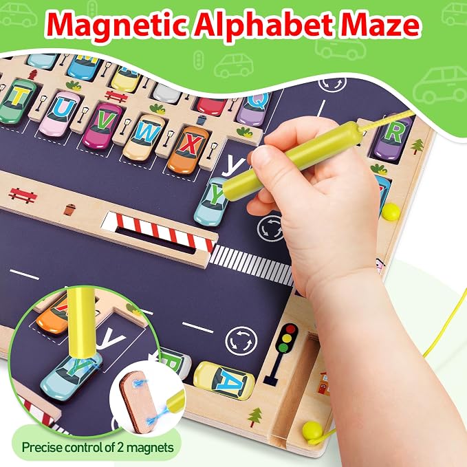 Wooden Magnetic Alphabet Maze Letter Puzzle Montessori Toys for Boys Gift | Fine Motor Skills Toys for Boys Girls 3 4 5 Years Old, ABC Learning Toys for Kids Age 3+, Christmas, Birthday Present