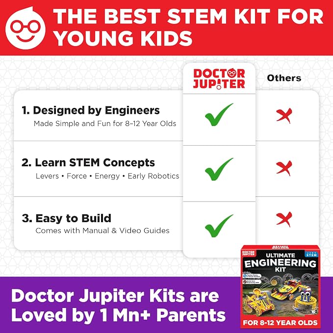 Doctor Jupiter Ultimate Engineering Kit for Kids Ages 8-13, Birthday Gifts | Gift Ideas for Boys & Girls Ages 7,8,9,10,11,12, STEM Toy for Ages 8-13, Science Kits for Kids