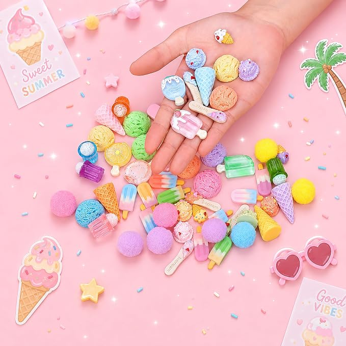 227PCS Ice Cream Sensory Materials Set, Summer Sorting and Counting Activity Supplies, Fine Motor Manipulatives for Classroom, Home and Travel （ice cream）