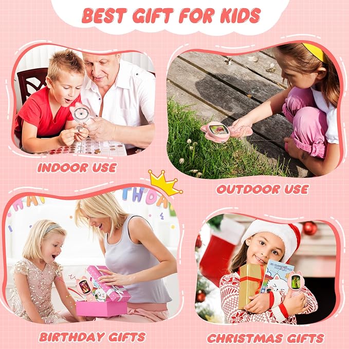 100X Handheld Microscope with 2" LCD Screen, Magnifying Glass for Kids | 8 LED Lights, Christmas Birthday Gifts for Children