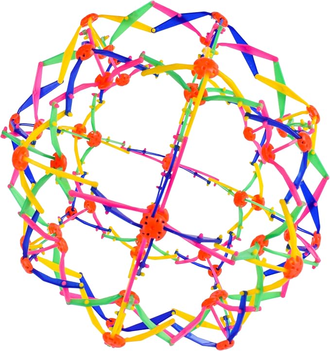 Sunny Days Entertainment Nucleus Expandable Ball - Breathing Toy - Ages 3+ | 5.5-10 in Diameter, Plastic Construction, Rainbow Geometric Design, Concentration And Dexterity, Manual Hand Powered
