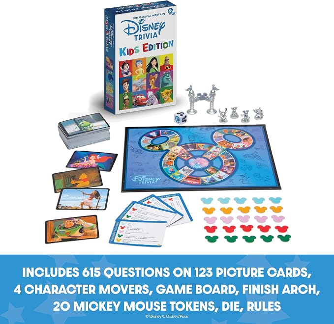 Disney Trivia Board Games for Family Night, Travel Games, Strategy Game, 5+ | Disney Toys, Family Game Night, Travel Games, Screen-Free, Holiday Game, Kids Board Game, Strategy Games