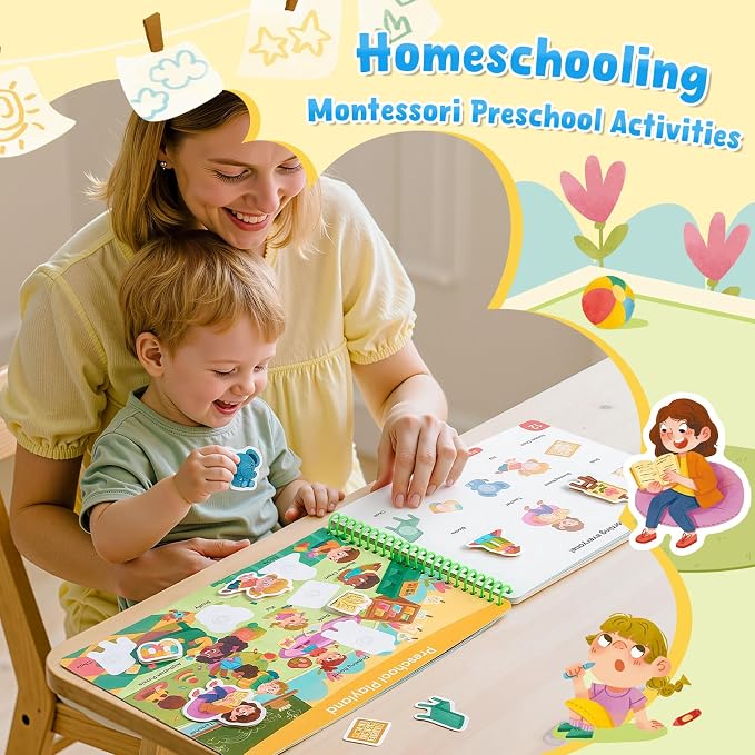 JoyCat Daily Life Busy Book for Toddlers Ages 3-5, English | 15 daily-life scenes from amusement parks and picnics to hospitals and seaside trips build creativity and preschool skills