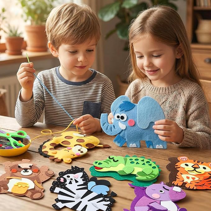 Wild Animal Sewing Kit for Kids Beginners, 12-in-1 Sew Your Own Felt Animals Craft Kit for Kids Girls Boys 6-8, 8-12, Fun and Educational Girls Birthday Gift Ideas