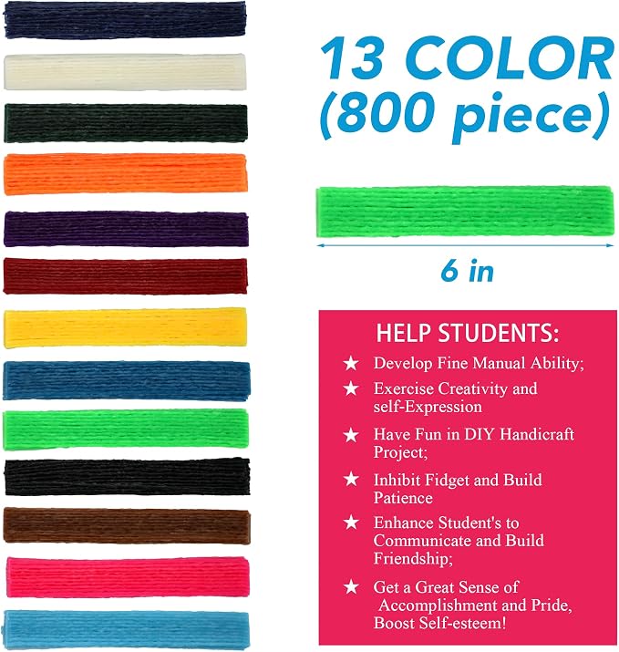 800PCS Wiky Sticks for Kids – Travel Toys for Road Trips | Mess-Free Sensory Wax Yarn Sticks for Toddlers, Car & Airplane, Fun Activities, Summer & Camping Non-Toxic Crafts, Ages 3+