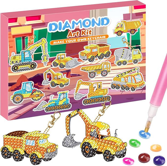 Labeol Arts and Crafts for Kids - Creat Your Own GEM Keychains-5D Diamond Painting by Numbers GEM Kits for Kids Girls Toddler Age 6-7 6-8 10-12
