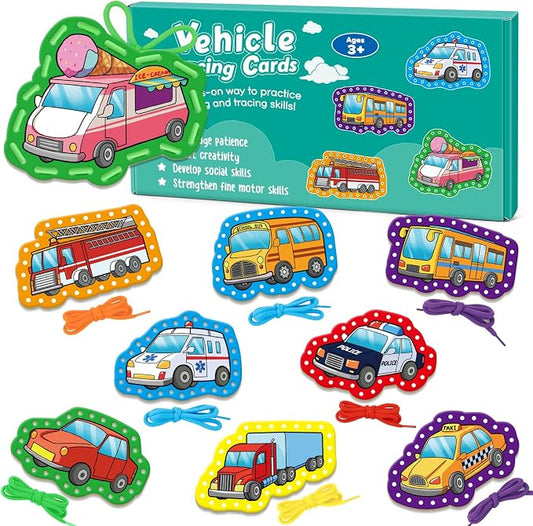 Lacing Cards,Sewing Kit for Kids,Fine Motor Toys,Classroom Must Haves | Shoe Tying Practice, Manipulatives for Preschoolers,Homeschool Supplies,Preschool Learning Activities,Toddler Crafts