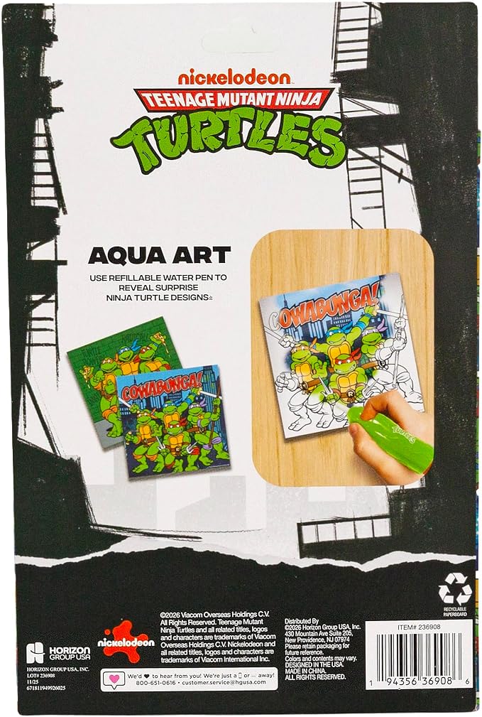 Teenage Mutant Ninja Turtles® Aqua Art, Great Kids Ninja Turtles Toys, TMNT Mess Free Coloring for Toddlers Paint with Water Books for Kids, Toddler Car Activities & Travel Toys, Water Painting Book