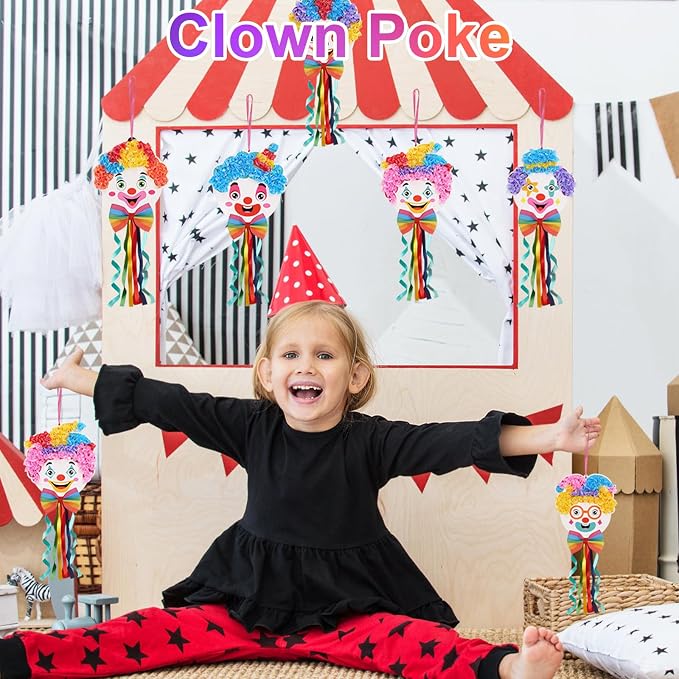Fennoral 12 Pack Clown Craft Kit for Kids Make You Own Carnival Circus Poke in Art Craft Kits DIY Carnival Creative Activity Birthday Party Decoration