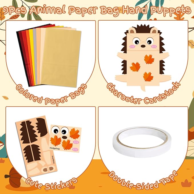 WATINC Hand Puppet Making Kit, Paper Sock Puppet Toys for Kids (Woodland) | 9 Styles, Make Your Own Storytelling & Role Play Crafts, Creative Group Activity, Party Favors & Gifts for Kids Ages 4-8