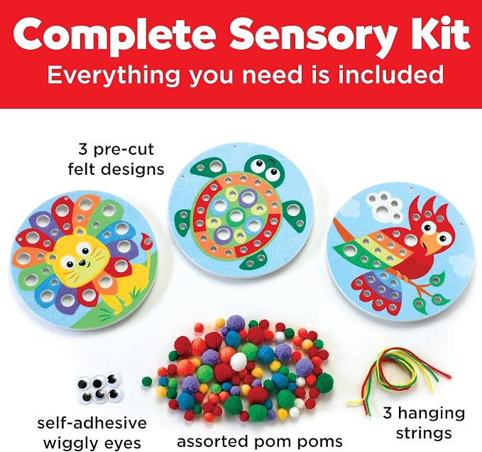 Creativity for Kids Pom Pom Pictures: Animals | Summer Fun | Back to School Crafts for Preschool Learning Activities| Sensory Toys for Toddlers |Toddler Arts and Crafts (Ages 3+)