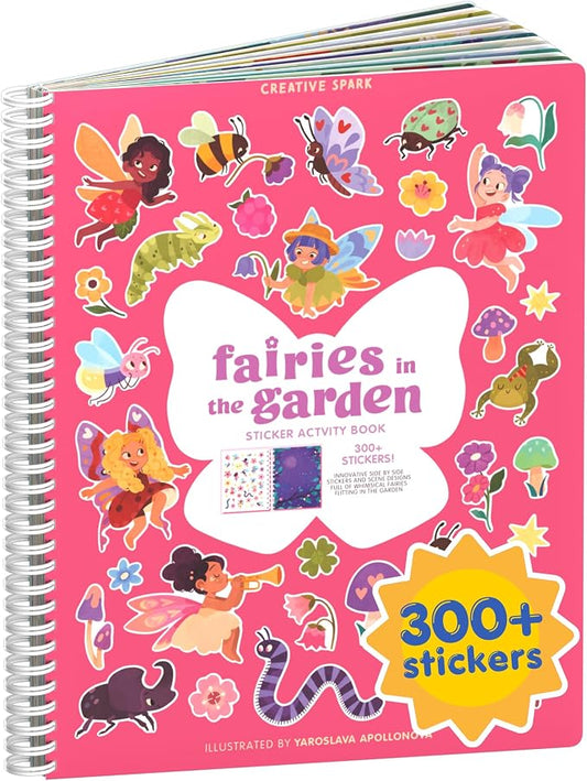 Cupkin Fairies in The Garden Coloring & Sticker Book | 300+ Stickers | Spiral-bound kids craft format with 8 scenes, 8 art pages, side-by-side viewing, and an easy-peel design for ages 2–8