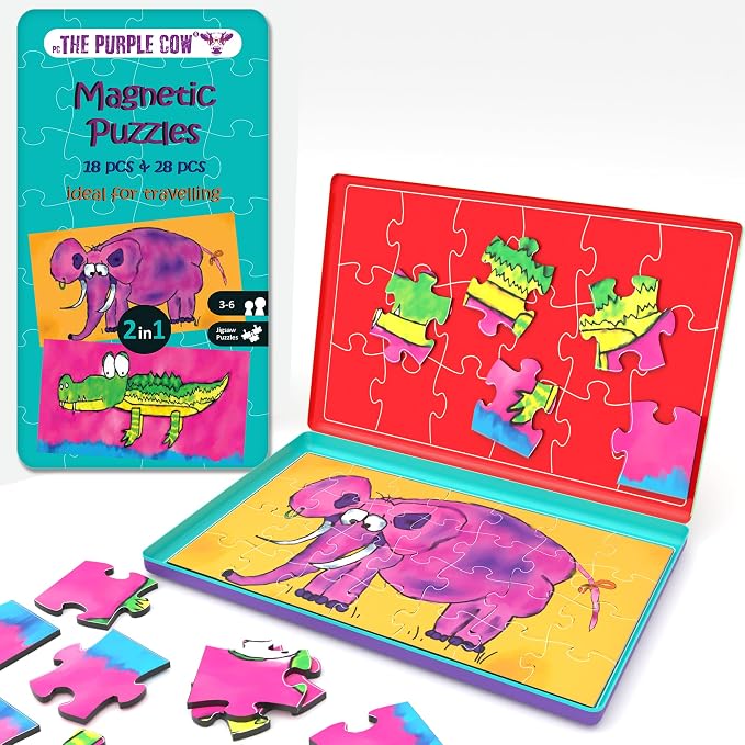 The Purple Cow Magnetic Game Box for Kids & Adults - Magnetic Puzzle Box -Improve Fine Motor Skills & Encourage Spatial Perception - Ideal for Travel