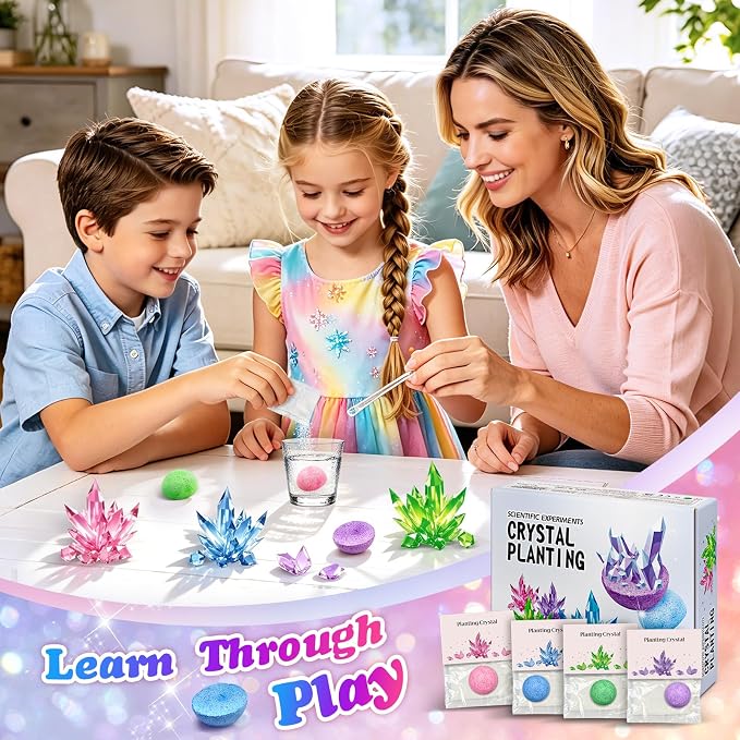 24 Pack Crystal Growing Kit Science Party Favors for Kids STEM Science Experiment Bulk Classroom Prizes Goodie Bag Stuffers Birthday Return Gifts for 4-6 8-12 Boys and Girls (24Pcs, One Size)