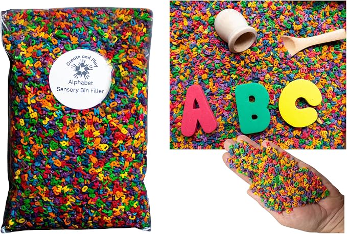 Sensory Rice, Alphabet Sensory Bin Filler, Colored Rice (10 Cups) | Sensory Table Filler, Sensory Filler