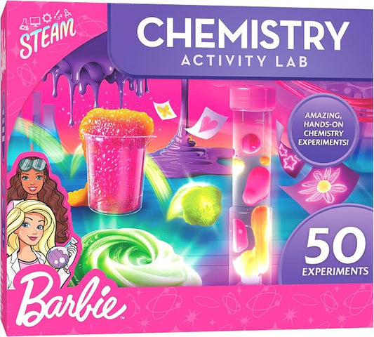 Barbie™ Chemistry Science Kit with 50 Experiments for Kids Ages 8-12 | 50 Experiments, Lab Gear and Goggles, Glow in the Dark Slime, Lava Lamp, Chemistry Activities, STEM Learning, The STEAM Lab