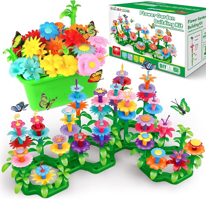 SpringFlower Flower Garden Building Toys, for Girls 3 4 5 6 7 Years Old | Flower Garden Building Kit with Storage case,Educational STEM Toy and Preschool Play Set for Toddlers,Gifts For Girls,148pcs
