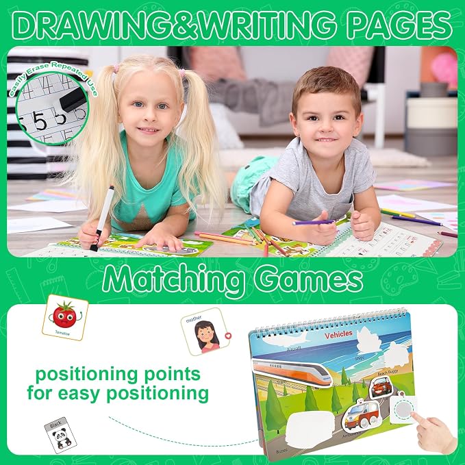 Busy Book for Toddlers 3-5, Montessori Preschool Learning Book, 24 Themes | Interactive educational activity book that builds early learning, fine motor skills and independent play for preschool kids.
