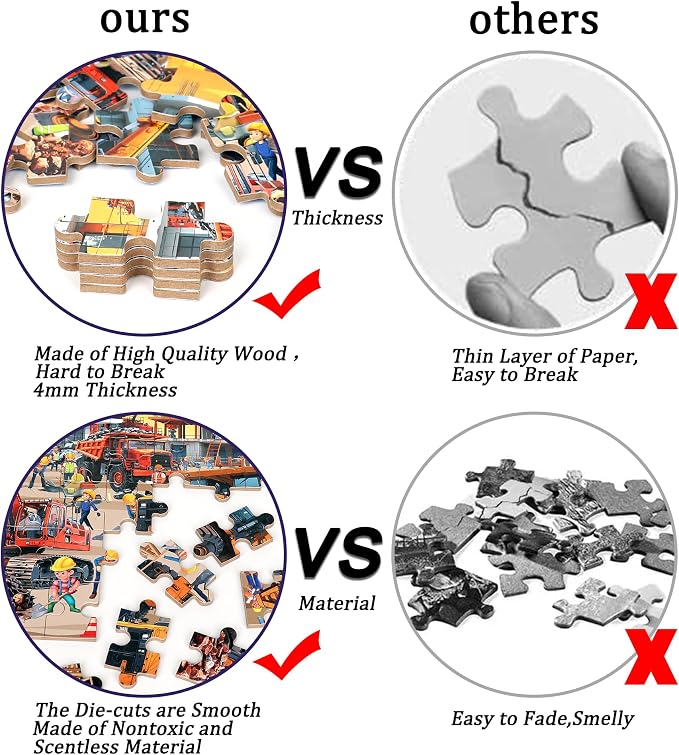 LELEMON Puzzles for Kids Ages 4-8 60 Piece Construction Site Puzzle for Kids Boys Girls Children Learning Educational Puzzls Portable Box Pack Toy