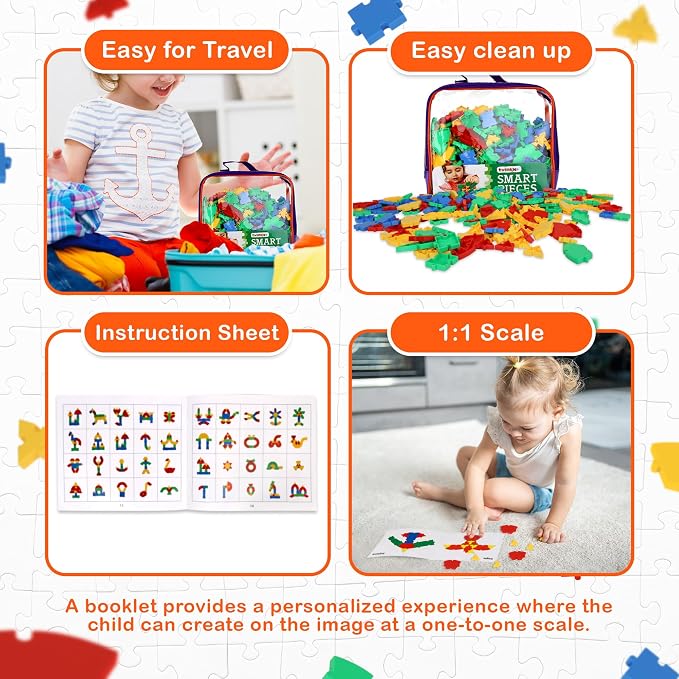 Interlocking Puzzle Toy | Big Pieces |Great for Occupational Therapy and Fine Motor Skill Development | Build STEM Skills at Home |Car Road Trip Pocket Game | Ages 3 and up |Toddler Fun