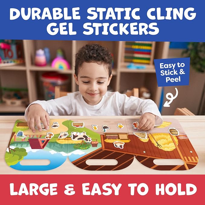 Reusable Sticker Books for Toddlers 1-3, Stickers for Toddlers 2-4 Years - Stickers for Kids Airplane Toys for Toddler 1-3, Toddler Travel Toys - Reusable Sticker Book Birthday Gifts for Boys Girls