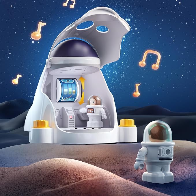 iPlay, iLearn Rocket Space Toy 3 4 5 Year Old Boys Kids Girls, Toddler STEM | Spaceship Building Playset w/Electric Drill, 2 Astronauts, Educational Learning Science Kit Birthday Gift for Age 3 4 5 6 7 8