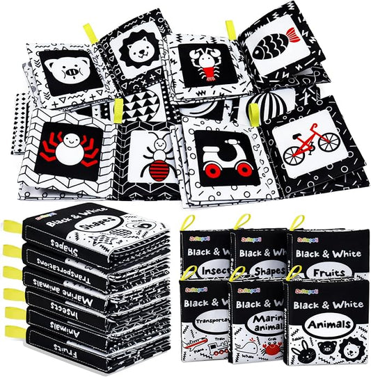 Dr.Rapeti 6 Pack Soft Books, High Contrast Cloth Book, Bath Book, Baby Book | Baby Shower Toy, Washable, Nontoxic, Educational Learning Toy, Sensory Book, Baby Soft Cloth Book, Crinkle Soft Book