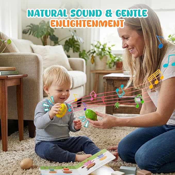 6 PCS Egg Shakers, Wooden, Multicolor | Hand Percussion instruments, Baby Party Favors, Music Toys for Kids, Birthday Gifts