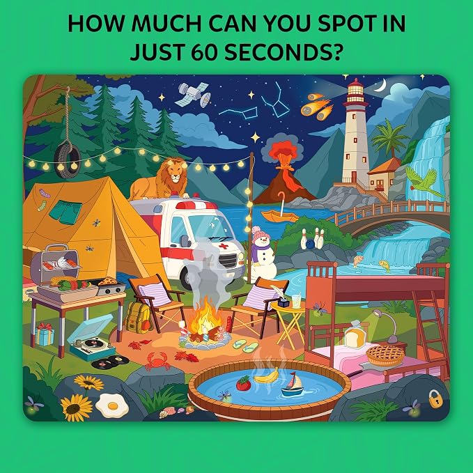 Skillmatics Who Saw What? in 60 Seconds – Memory Card & Board Game for Kids | Fast-Paced Fun for Family Game Night, Quick-Thinking Party Game for Kids,Teens & Adults, Gift for Ages 7, 8, 9 & Up