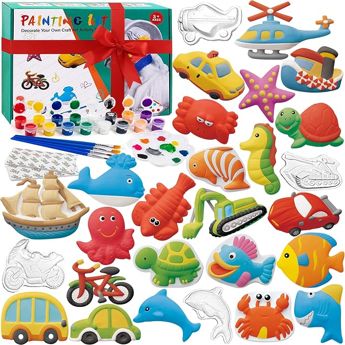 KODATEK Arts and Crafts for Kids 4-6, 80 Piece Kids Paint Kit Art Set | Ceramic Painting Kit, Easter Craft Activities Kits, Creative Art Activity Gift Toys for Boys Girls