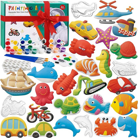 KODATEK Arts and Crafts for Kids 4-6, 80 Piece Kids Paint Kit Art Set | Ceramic Painting Kit, Easter Craft Activities Kits, Creative Art Activity Gift Toys for Boys Girls