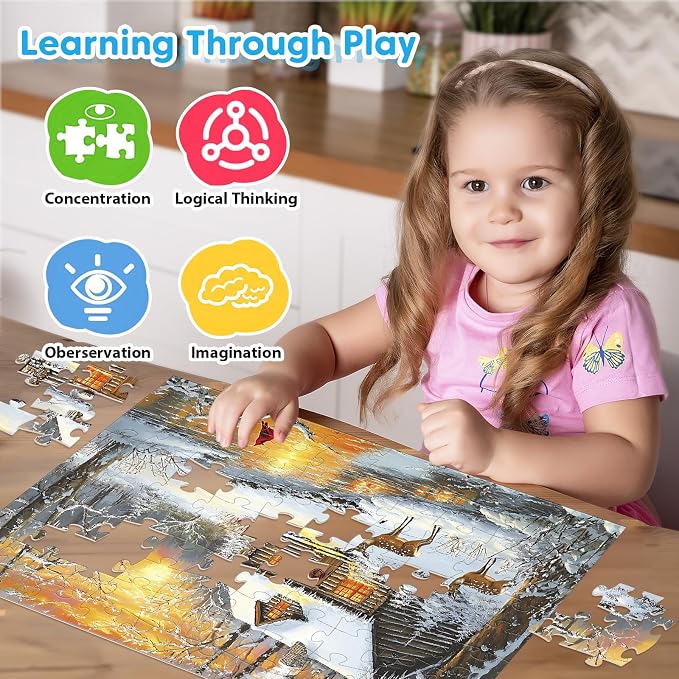 4-Pack 100 Piece Puzzles for Adults 4 Seasons Country Cottages