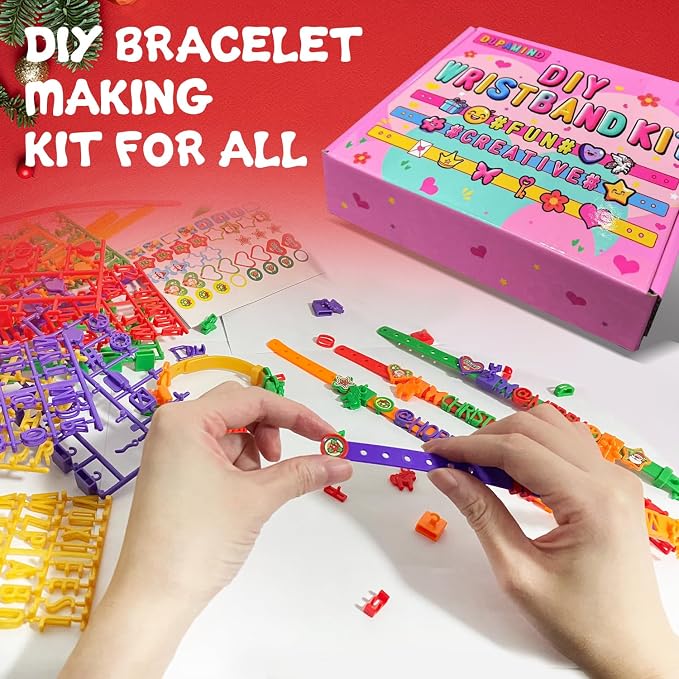 Friendship Bracelet Making Kit, DIY Jewelry Kit for Kids Ages 5-12 | Art & Craft Kits for Girl, Snap-On Design, Adjustable Strap, Personalized Name Bracelets, Sleepovers, Parties, Birthday Gifts