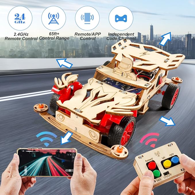 STEM Toys for Ages 8-13, Remote Control Model Car Building Science Kits | 8 9 10 11 Year Old Boys Birthday Gifts, STEM Kits for Kids Age 8-10 12-14 Crafts Projects 8-12, 3D Wooden Puzzles Girls