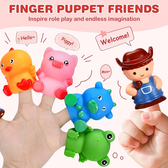 Montessori Learning Toy Toddler Animal Train Counting Barns Puppets | Montessori toy farm train set with 9 barns & 10 finger puppets for matching sorting, preschool gift for toddler boys girls