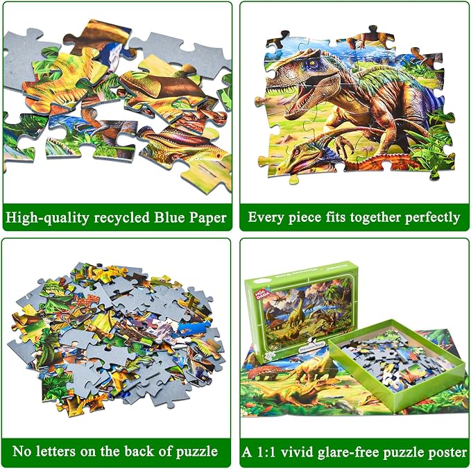 Dinosaur World 100 Piece Puzzle for Kids Ages 5-8 - Children's Learning Educational Toy Gift for Girls 5-10 Years Old (15" X 10")