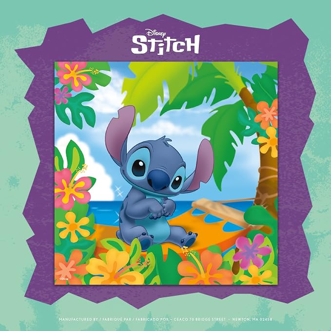 Ceaco - Disney Flower Power Stitch - 200 Piece Puzzle for Kids Ages 8-10 | Official Disney Licensed Art, Made in the USA, Recycled Board,15 in x 11 in