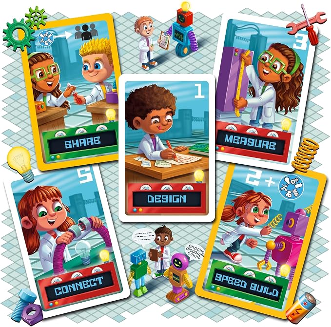 Robot Builders Cooperative Board Game Kids Ages 5+, Stem Fun 2-4 Players | Exciting robot-building competition, kids race to collect their parts and tools. Easy to learn, fun for the whole family.