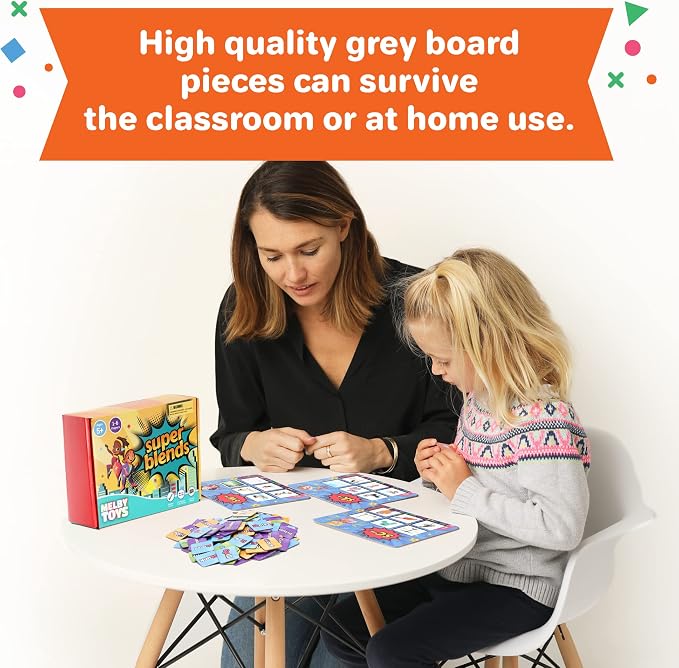 Melby Toys Super Blends Phonics Reading Game for Kids Ages 6-8 | 22 Consonant Blends, Digraphs & CVC Words | Kindergarten, 1st & 2nd Grade Reading Board Game | Learn to Read & Spelling Game