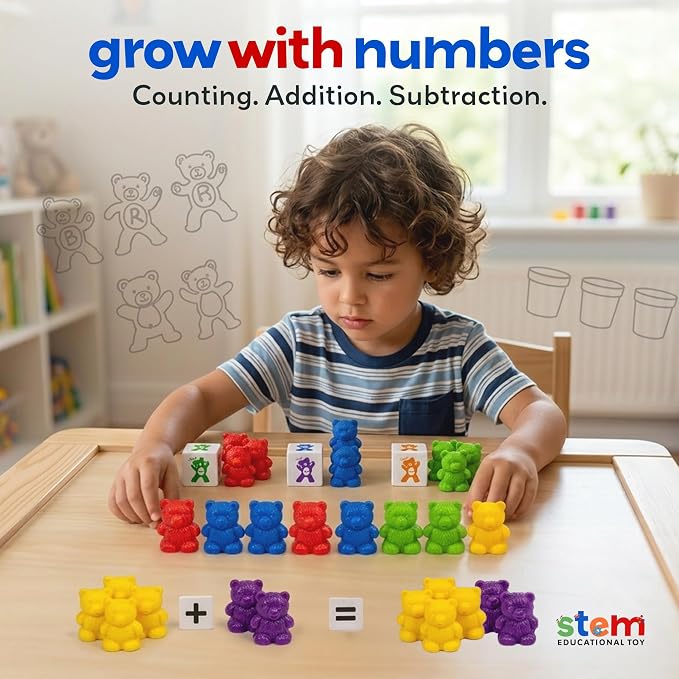 Counting Bears Set - 70 Pc Color Sorting Sensory Toys for Toddlers 3-4 - Montessori Toys for 3 Year Old - Autism Toys for Toddlers 3-4 - Color Sorting Toys for Toddlers Learning + Education | Montessori Toys, Autism Toys for Toddlers 3-4 - Color Sortin...