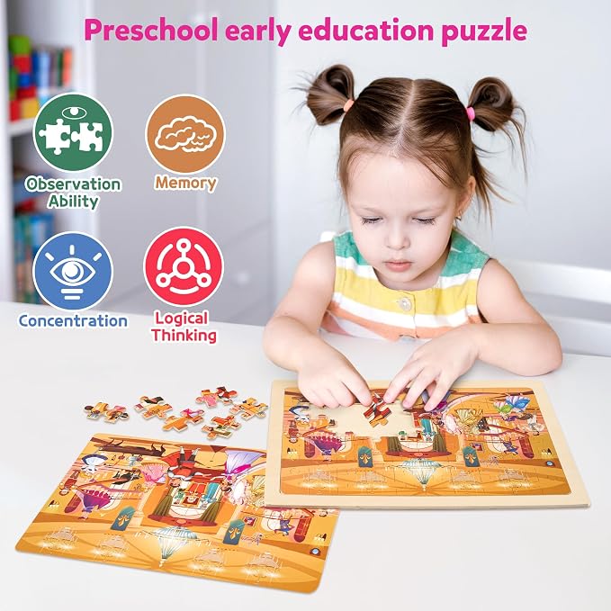 SYNARRY Unicorn Mermaid Princess Fairy Wooden Puzzles for Kids Ages 4-6, 6 Packs 60 PCs Jigsaw Puzzles for Kids Ages 4-8, Preschool Toys Gifts for Toddlers 3-5, Wood Puzzles for 3 4 5 6 Year Old Girls | 60-Piece Puzzles for Kids Ages 4-6, Puzzles for K...