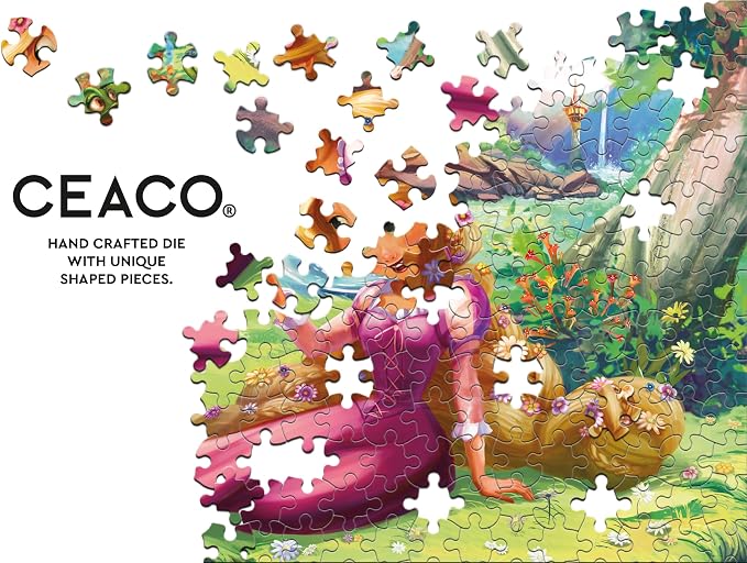Ceaco - Disney Rapunzel and Pascal - 100 Piece Puzzle for Kids Ages 6-8 | Officially Licensed, Glitter Accents, Made in USA, Finished Size 24 x 18 in, Kids' Favorite Characters, Giftable