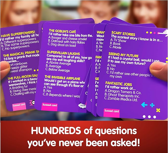 SUSSED Wacky ‘What Would You Do?’ Fantasy Card Game - Fun for Girls, Boys & Tweens - for Kids Ages 8 and Up, 2-8 Players, 15-30 Min Playtime - Purple Deck: Dragons, Space & Magic